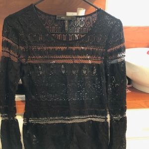 BCBG crochet long sleeve top size small